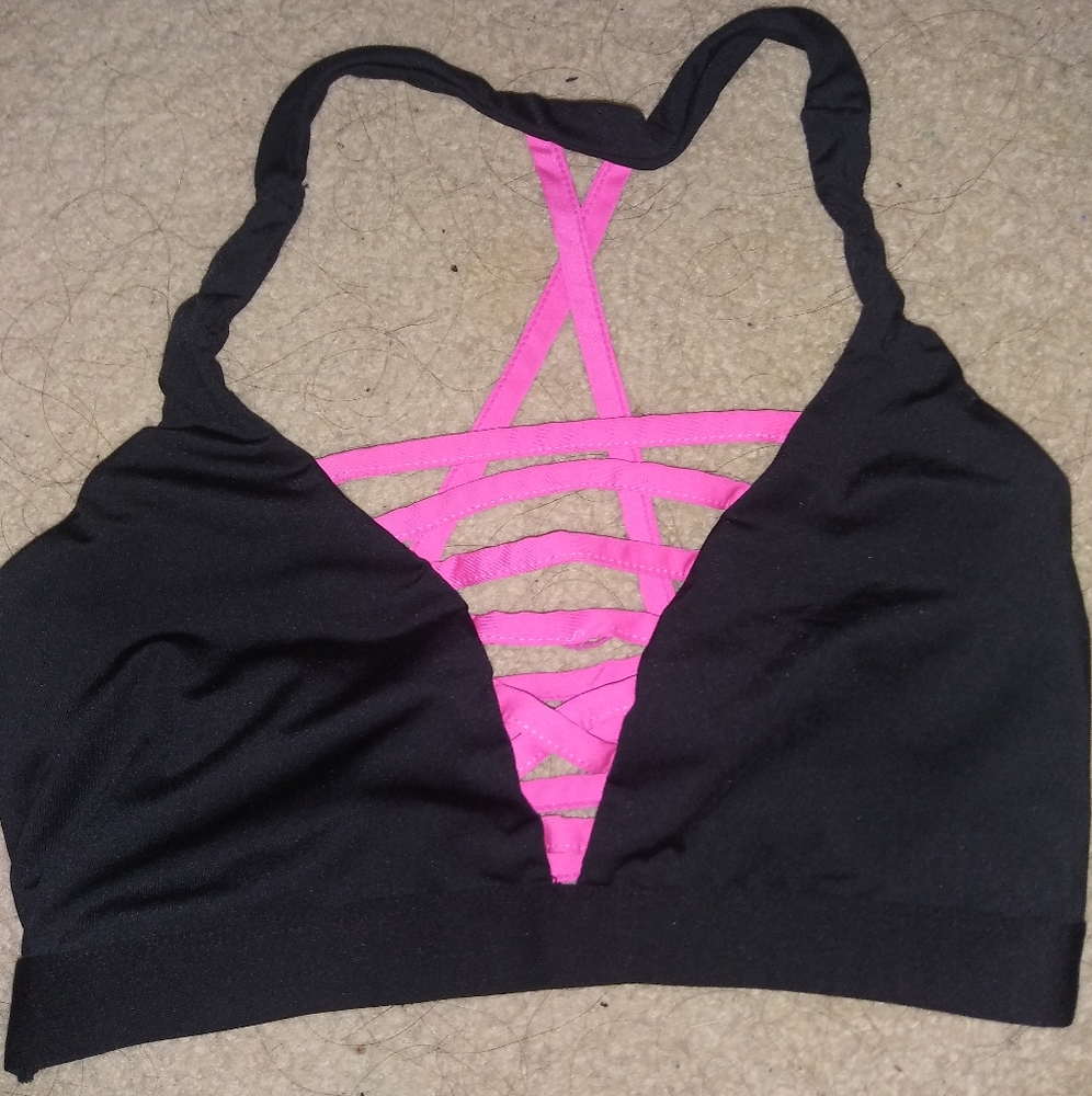 Black and Pink Sports Bra
